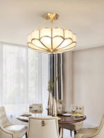 Solara Ceiling Light Frosted Glass Petal Brass Art - Letslighting