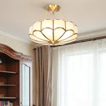 Solara Ceiling Light Frosted Glass Petal Brass Art - Letslighting