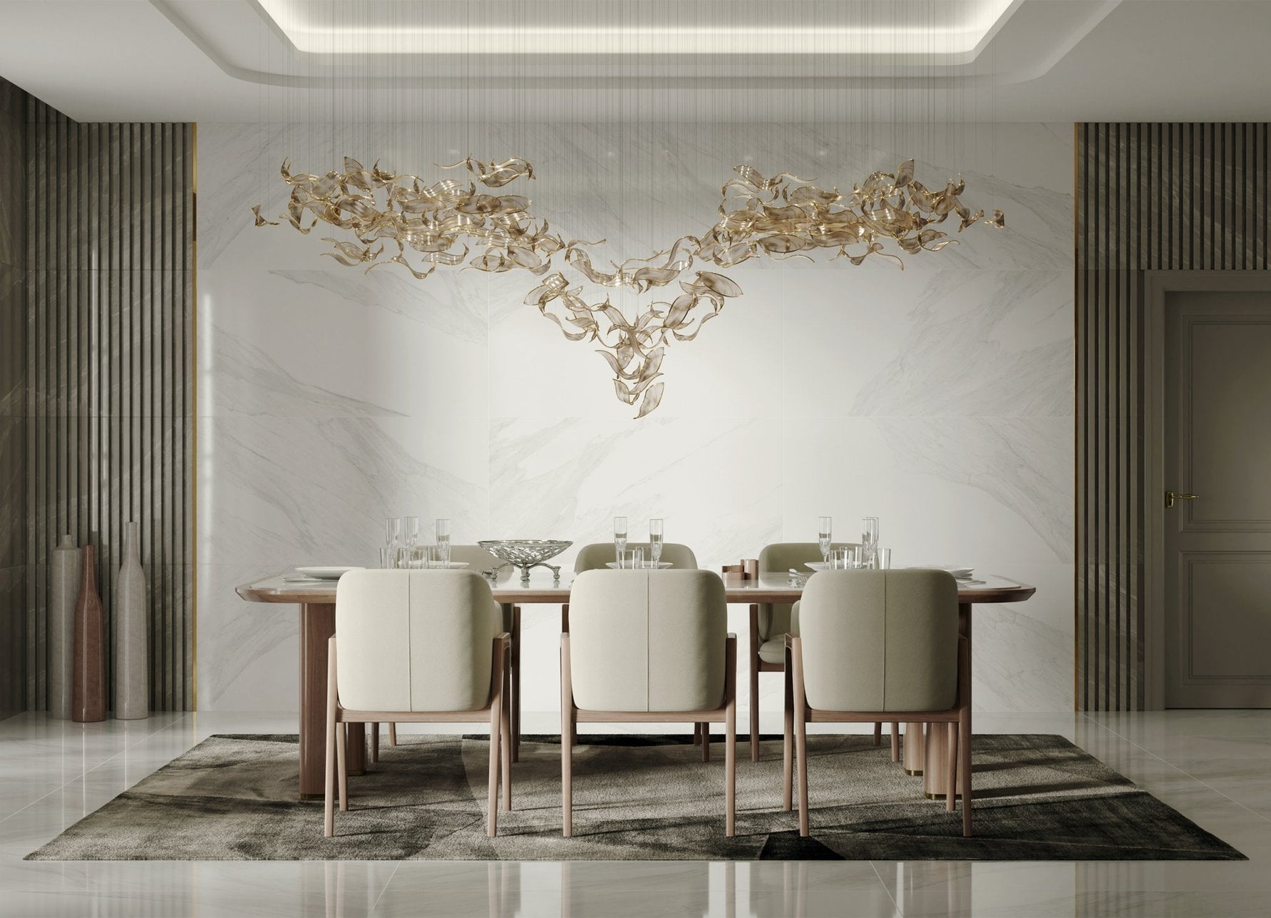 Lustra Chandelier Cascading Leaf Luxe - Lamp Outdoor