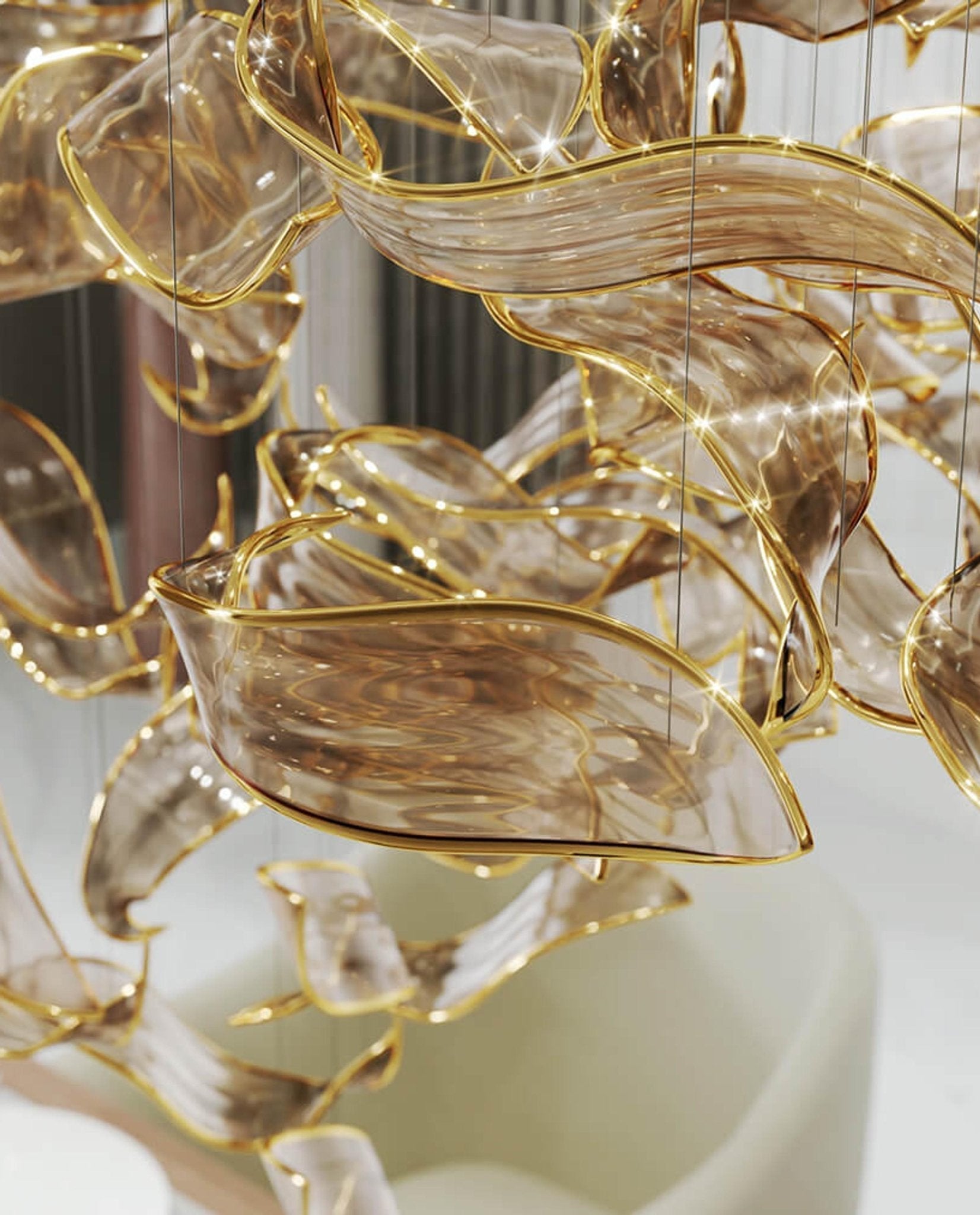 Lustra Chandelier Cascading Leaf Luxe - Lamp Outdoor