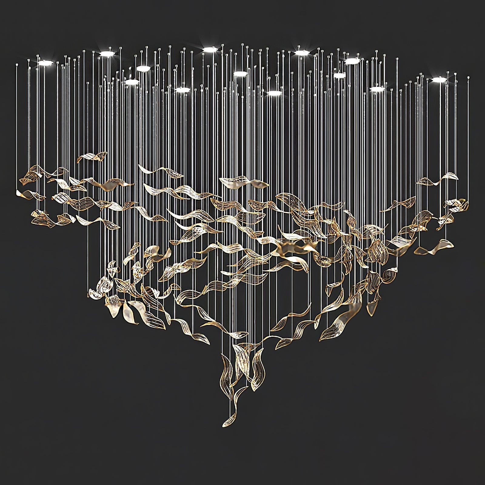 Lustra Chandelier Cascading Leaf Luxe - Lamp Outdoor