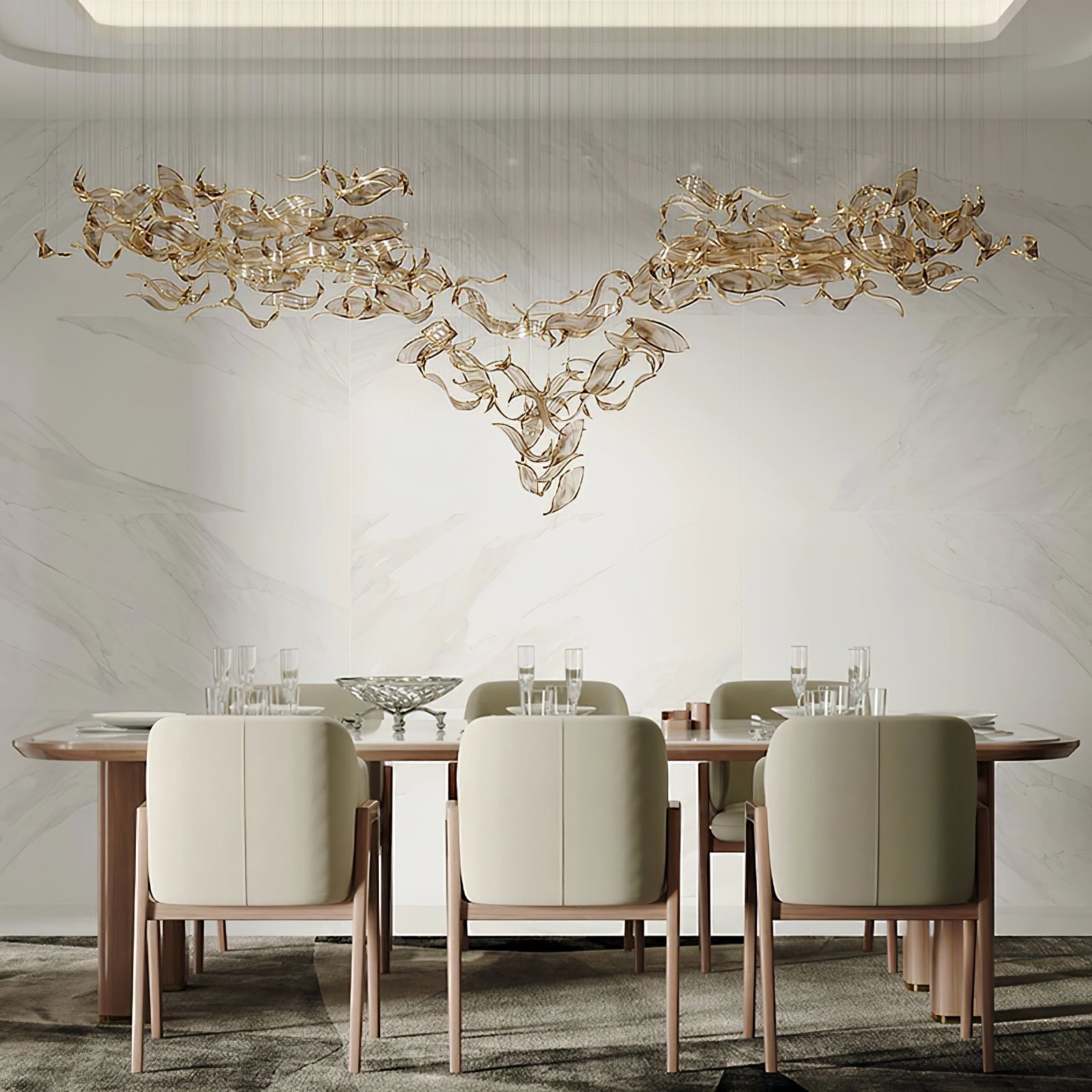 Lustra Chandelier Cascading Leaf Luxe - Lamp Outdoor