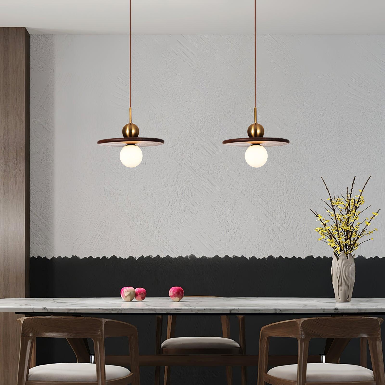 Flying Saucer Walnut Pendant Lamp - Lamp Outdoor