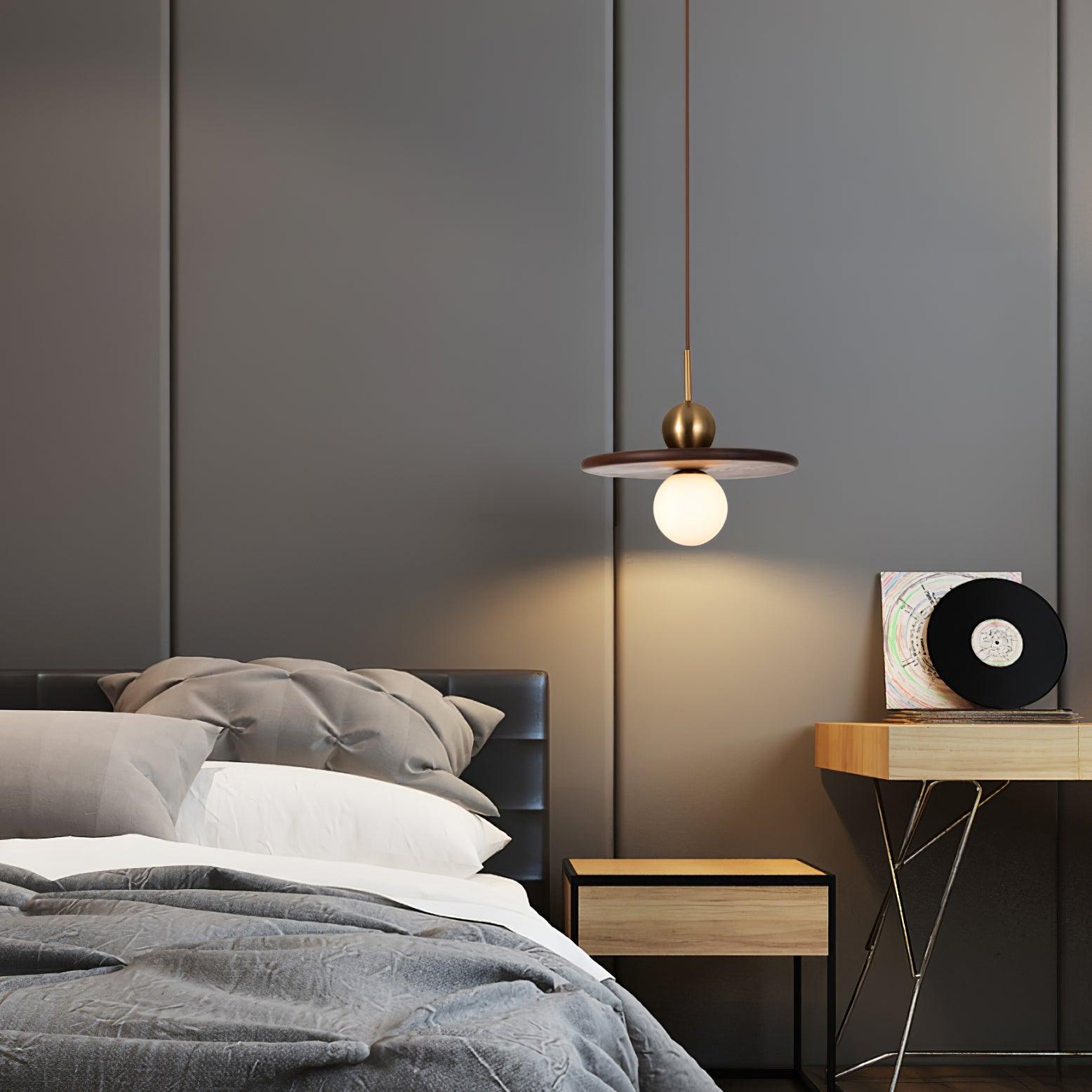Flying Saucer Walnut Pendant Lamp - Lamp Outdoor