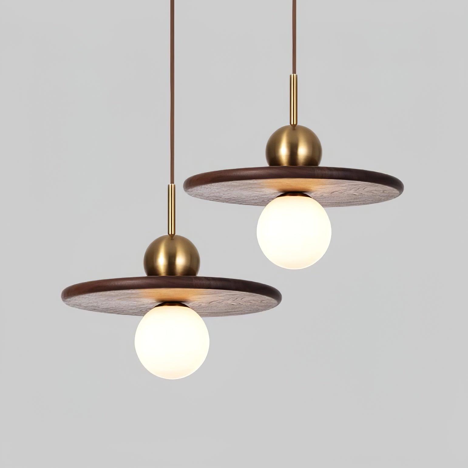 Flying Saucer Walnut Pendant Lamp - Lamp Outdoor