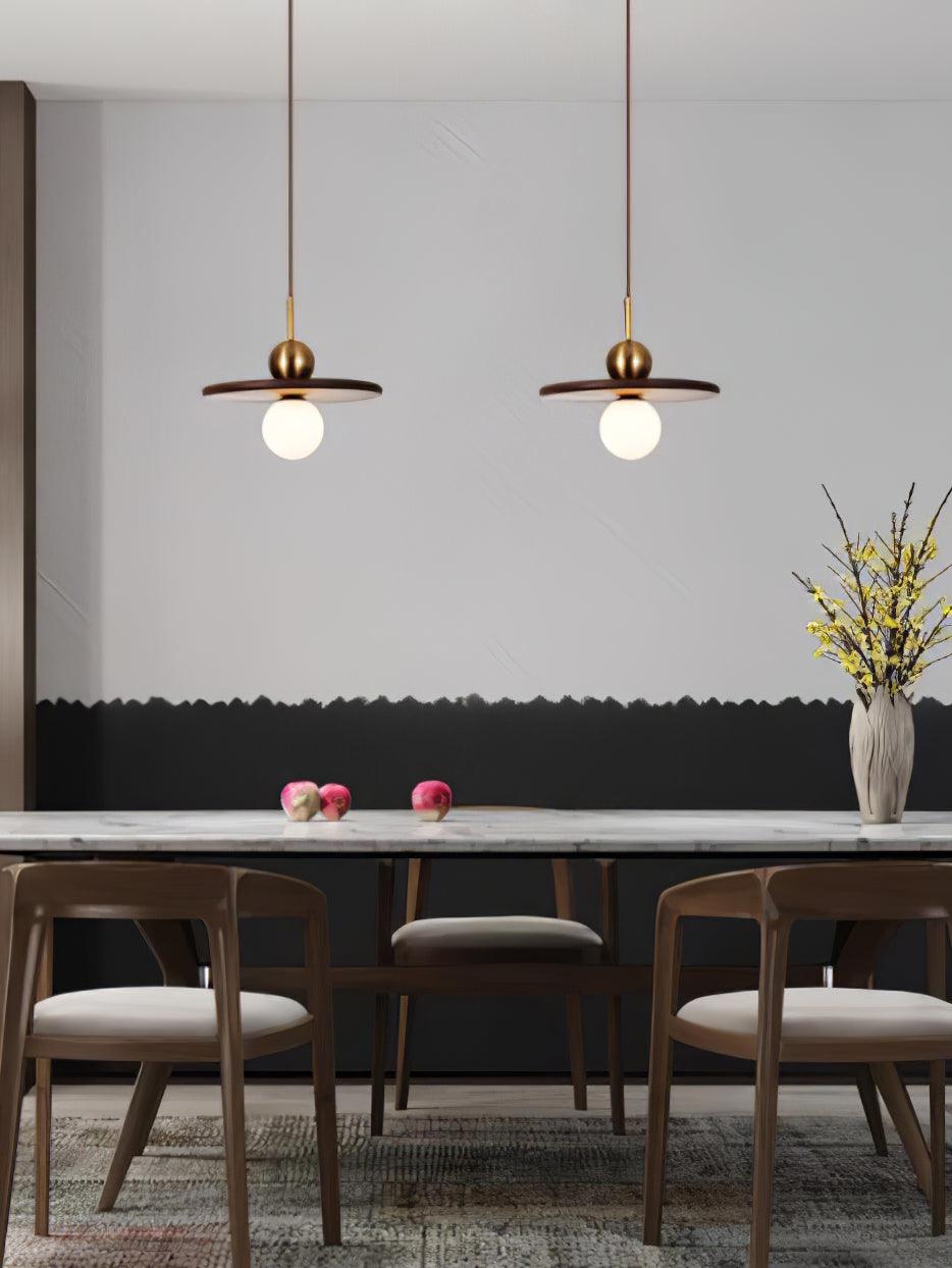 Flying Saucer Walnut Pendant Lamp - Lamp Outdoor