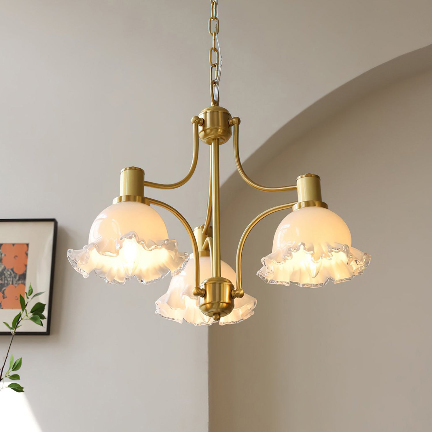 French Contemporary Brass Chandelier
