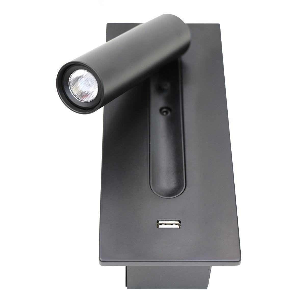 Black Bedside USB Wall Light - Lamp Outdoor