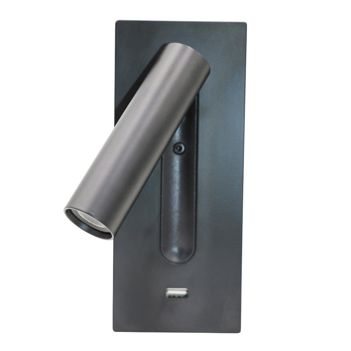 Black Bedside USB Wall Light - Lamp Outdoor