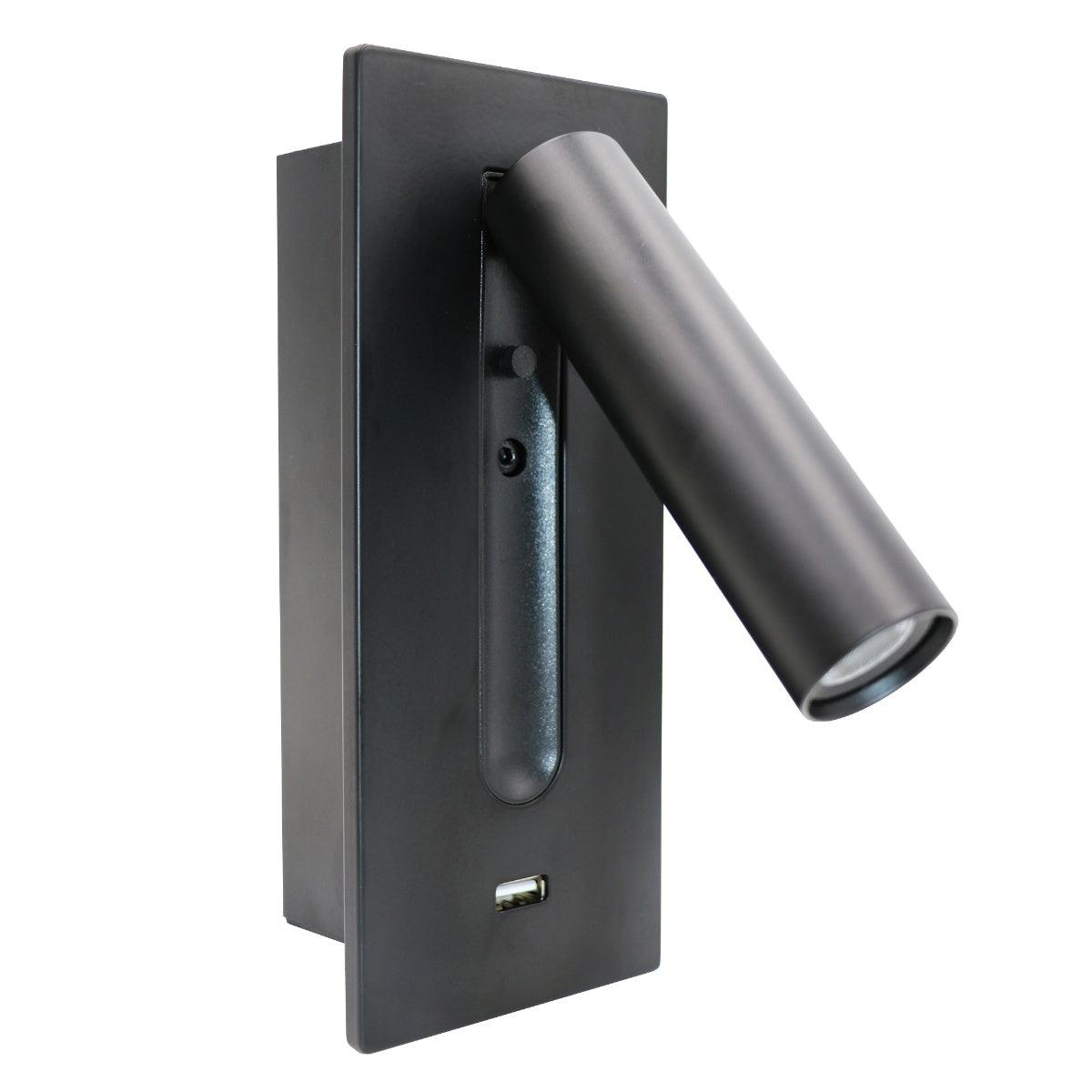 Black Bedside USB Wall Light - Lamp Outdoor