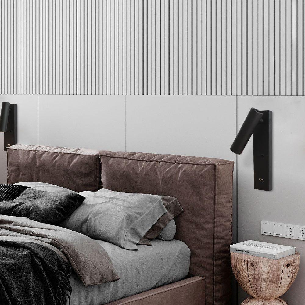 Black Bedside USB Wall Light - Lamp Outdoor