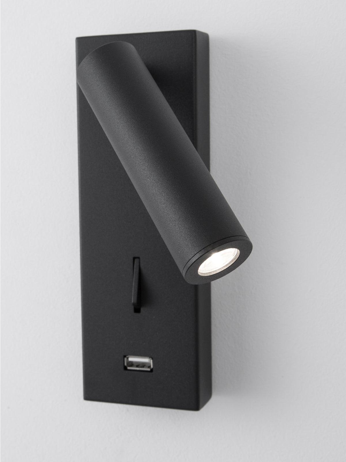 Black Bedside USB Wall Light - Lamp Outdoor