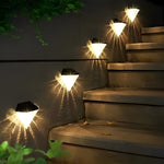 2PCS Geometric LED Waterproof Black Solar Wall Lamp Outdoor Wall Lights Fixture - Lamp Outdoor