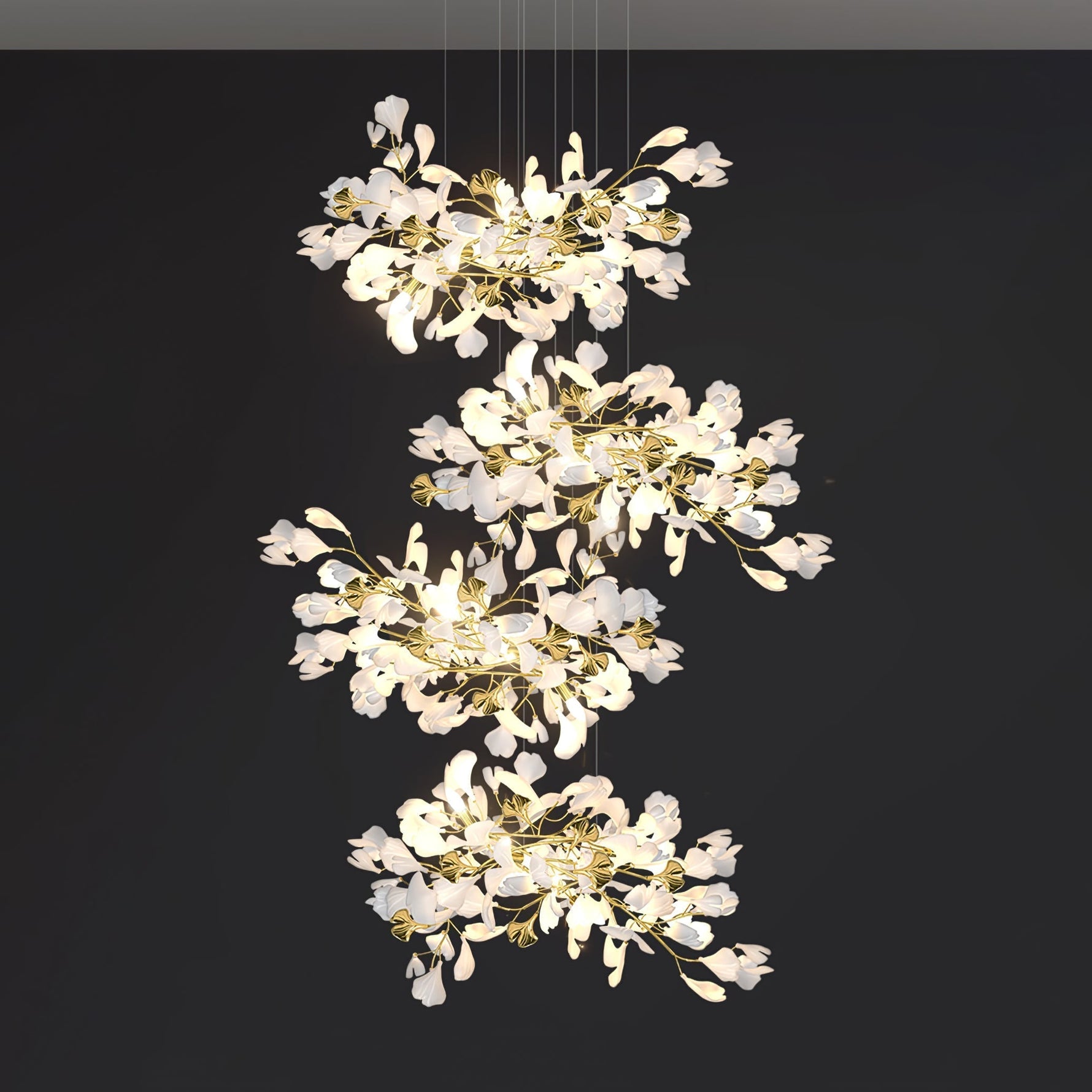 Eurzoris Gingko Metal Leaf Chandelier - Lamp Outdoor