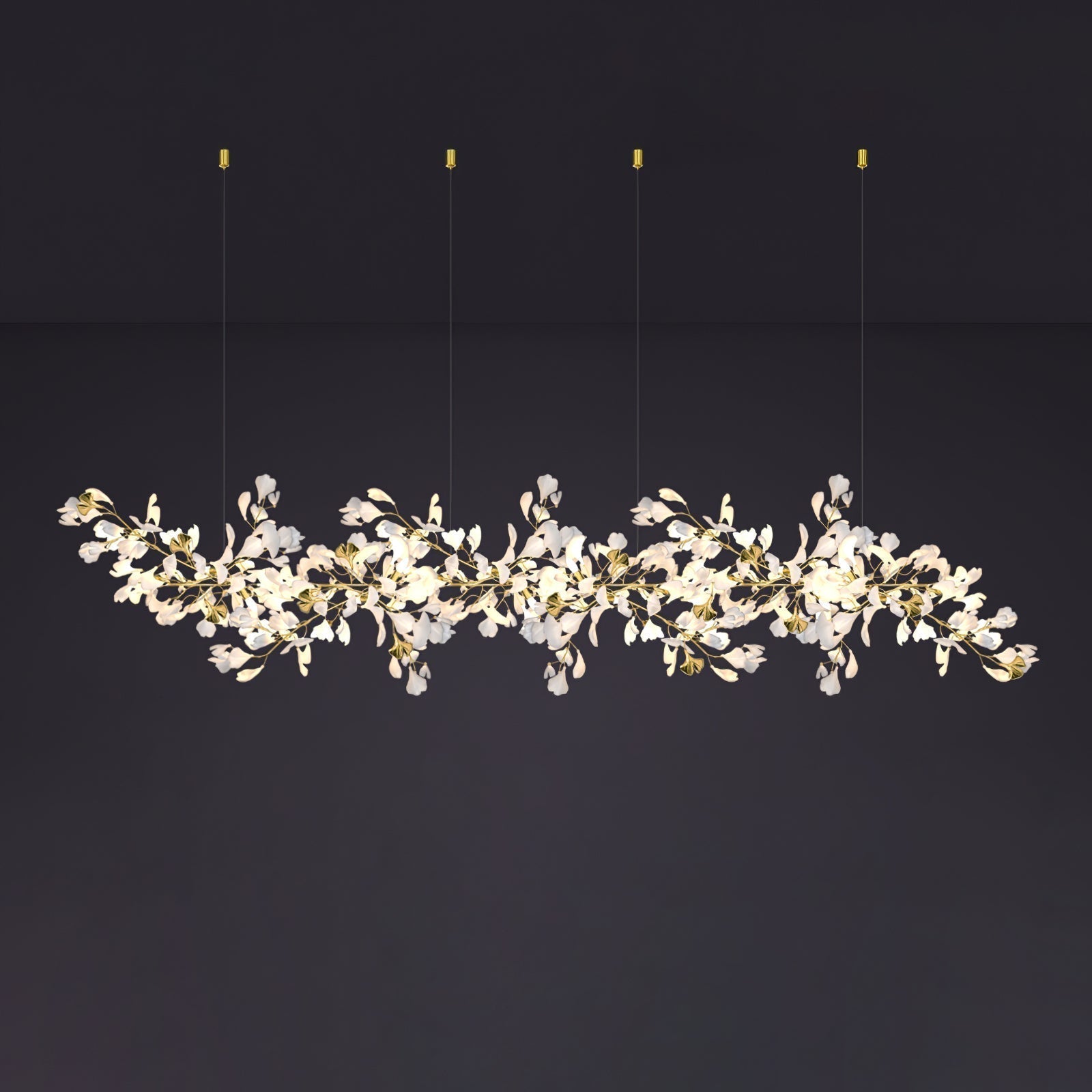 Eurzoris Gingko Metal Leaf Chandelier - Lamp Outdoor