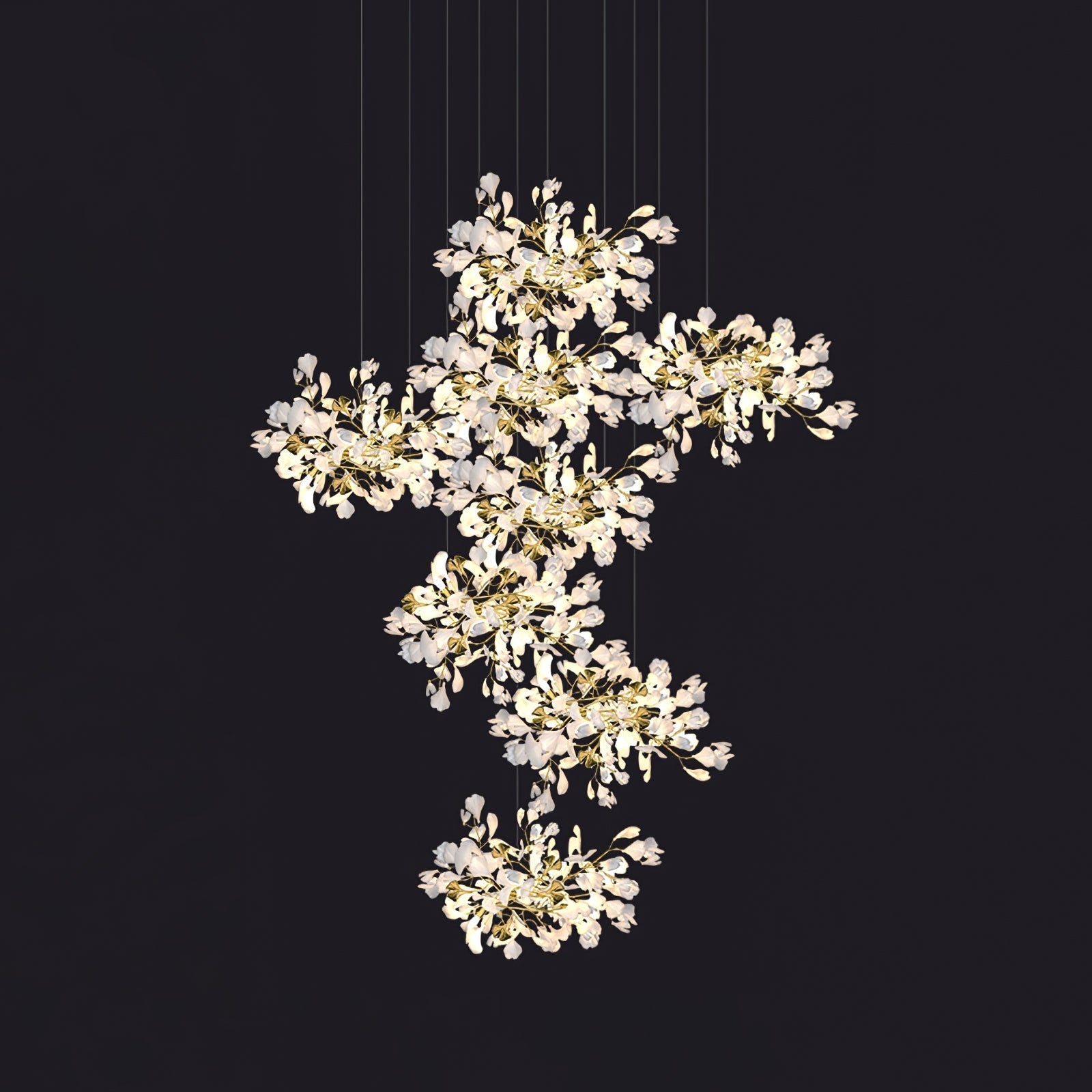 Eurzoris Gingko Metal Leaf Chandelier - Lamp Outdoor