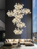 Eurzoris Gingko Metal Leaf Chandelier - Lamp Outdoor