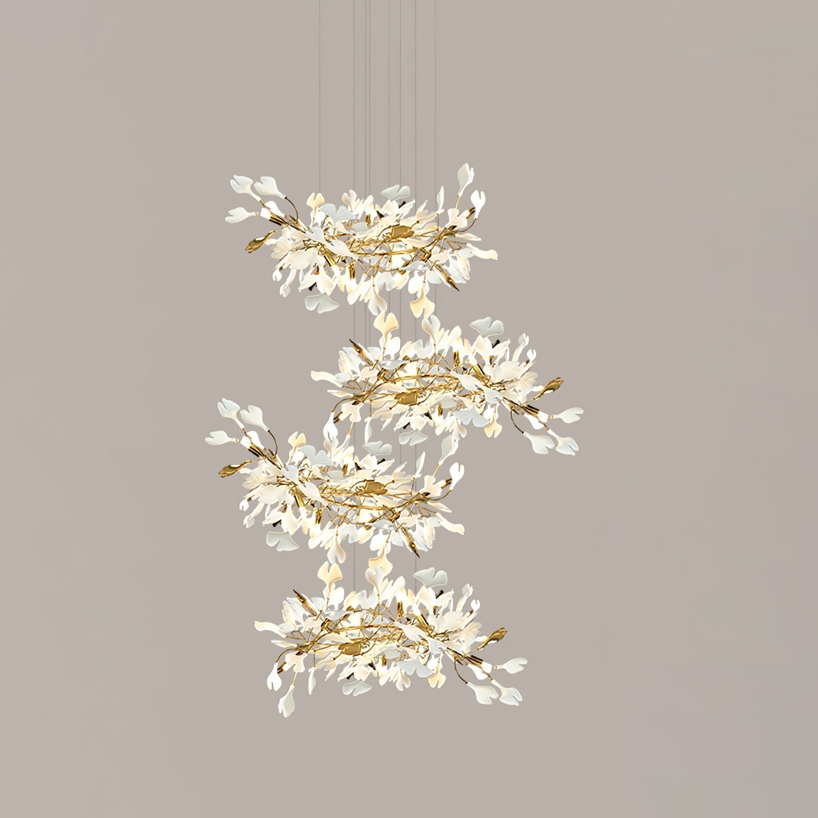 Eurzoris Gingko Metal Leaf Chandelier - Lamp Outdoor