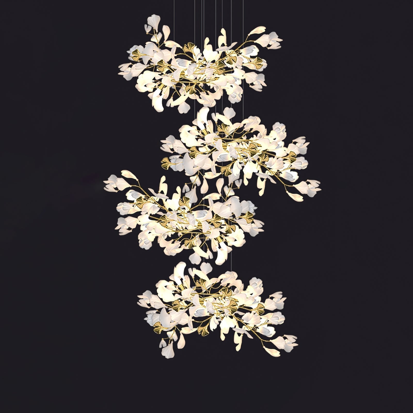 Eurzoris Gingko Metal Leaf Chandelier - Lamp Outdoor
