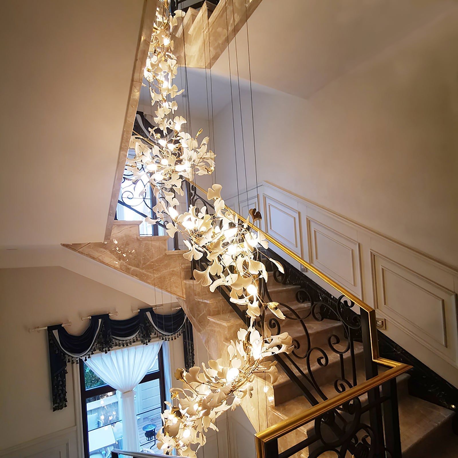 Eurzoris Gingko Metal Leaf Chandelier - Lamp Outdoor