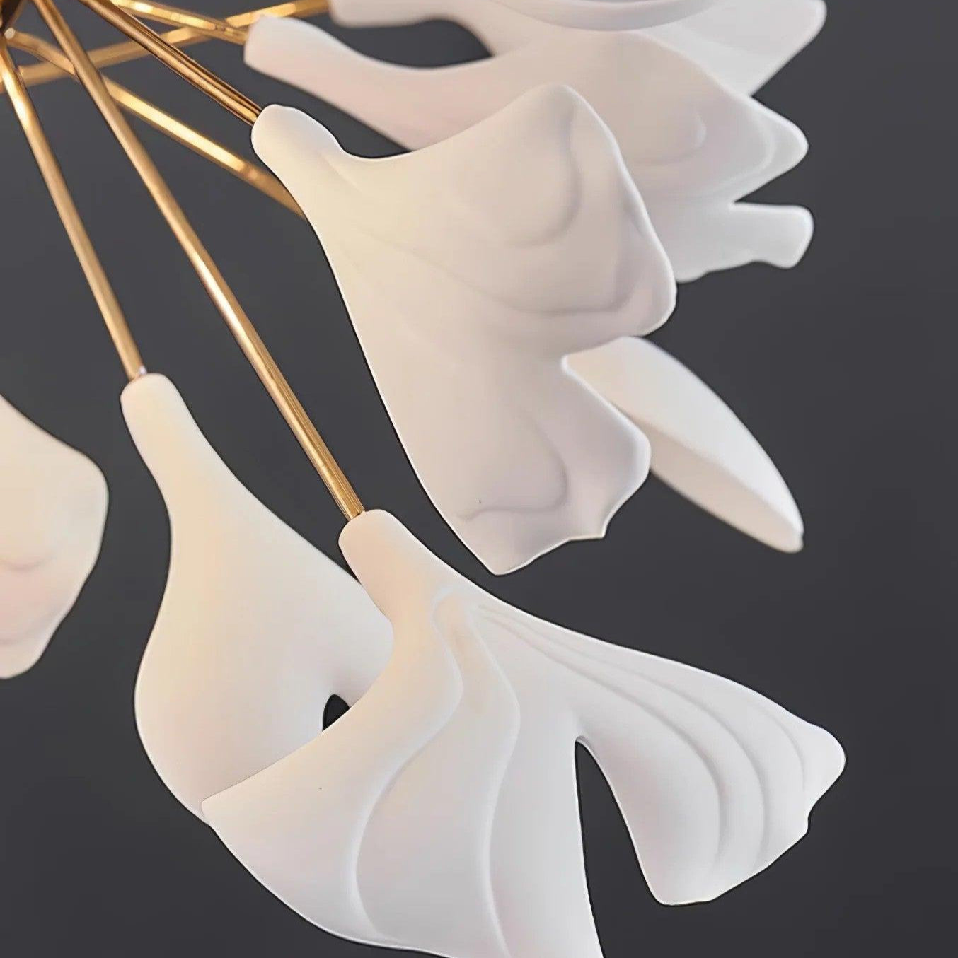 Aurora Chandelier Ginkgo Leaf Brass Ceramic - Lamp Outdoor