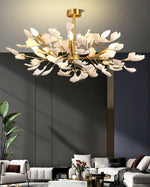 Aurora Chandelier Ginkgo Leaf Brass Ceramic - Lamp Outdoor