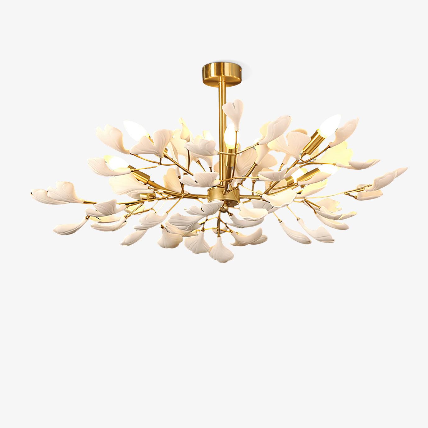 Aurora Chandelier Ginkgo Leaf Brass Ceramic - Lamp Outdoor