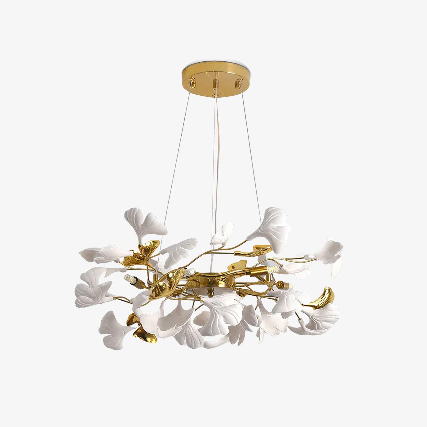 Aurora Chandelier Ginkgo Leaf Ceramic Sculptural - Lamp Outdoor