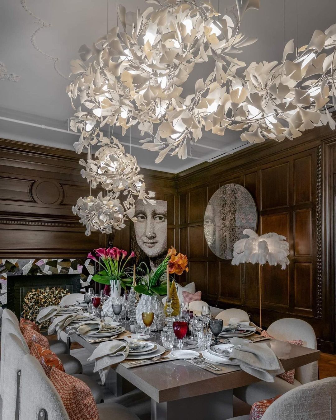 Eurzoris Gingko Metal Leaf Chandelier - Lamp Outdoor