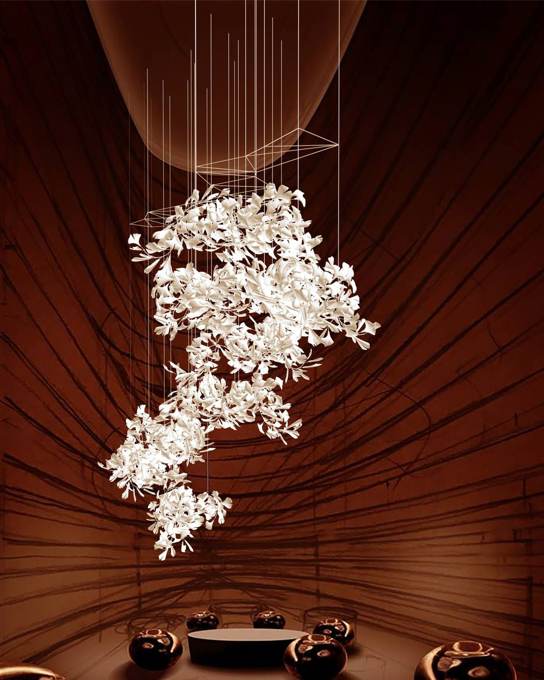 Eurzoris Gingko Metal Leaf Chandelier - Lamp Outdoor