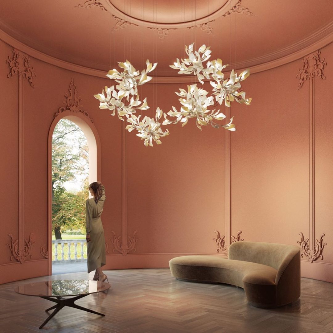Eurzoris Gingko Metal Leaf Chandelier - Lamp Outdoor