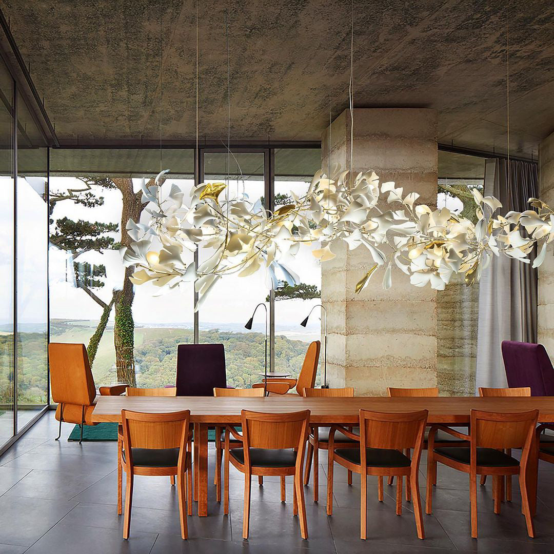 Eurzoris Gingko Metal Leaf Chandelier - Lamp Outdoor