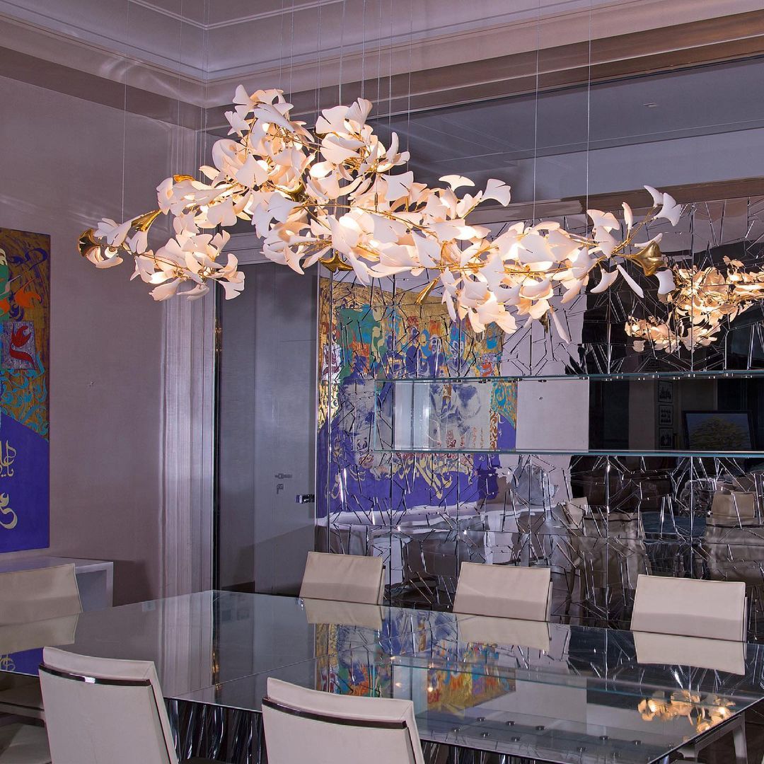 Eurzoris Gingko Metal Leaf Chandelier - Lamp Outdoor