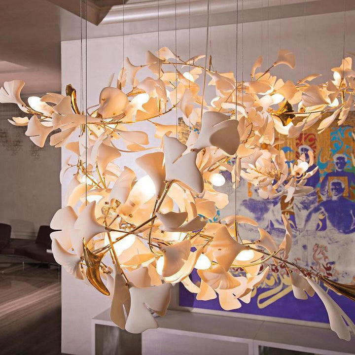 Eurzoris Gingko Metal Leaf Chandelier - Lamp Outdoor