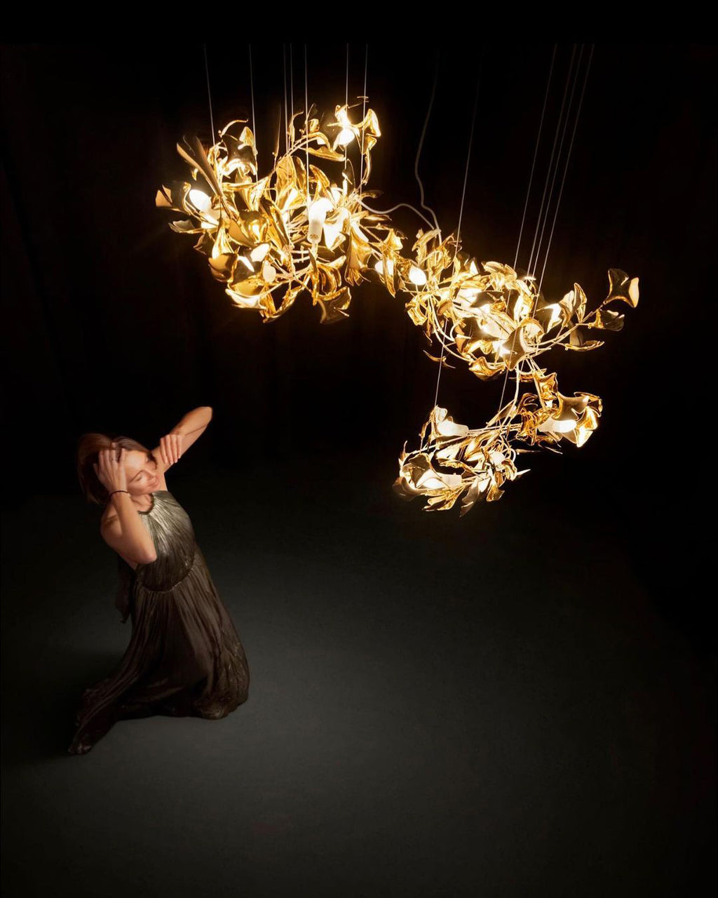 Eurzoris Gingko Metal Leaf Chandelier - Lamp Outdoor
