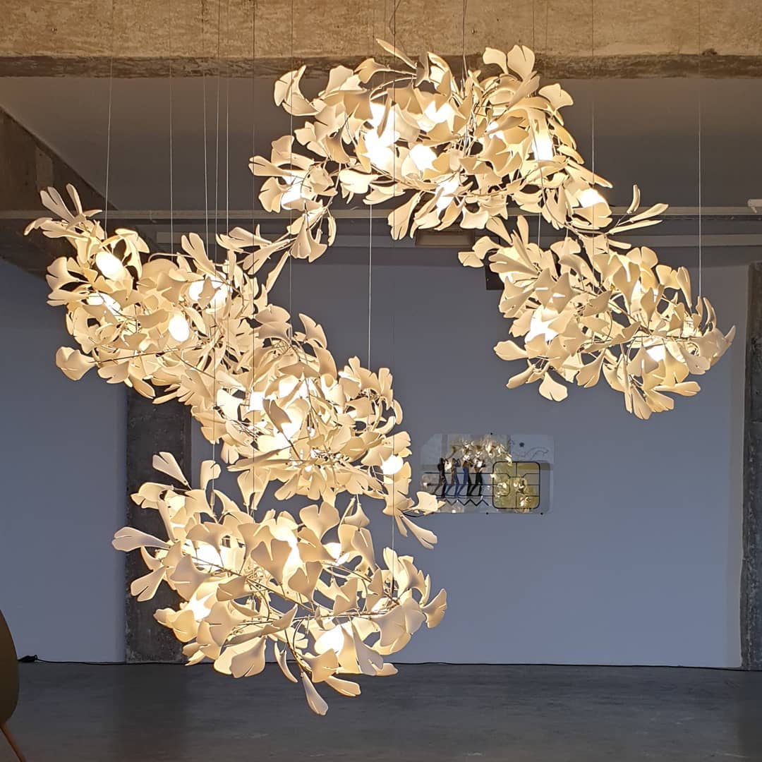 Eurzoris Gingko Metal Leaf Chandelier - Lamp Outdoor