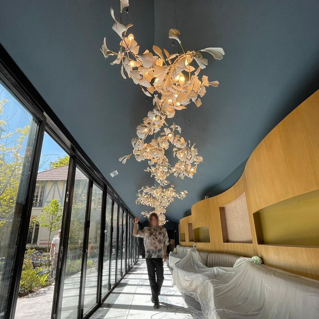 Eurzoris Gingko Metal Leaf Chandelier - Lamp Outdoor