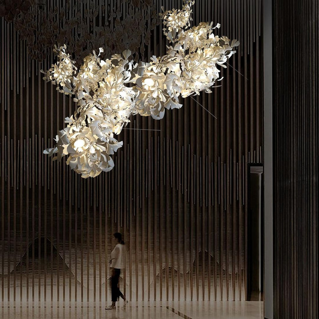 Eurzoris Gingko Metal Leaf Chandelier - Lamp Outdoor