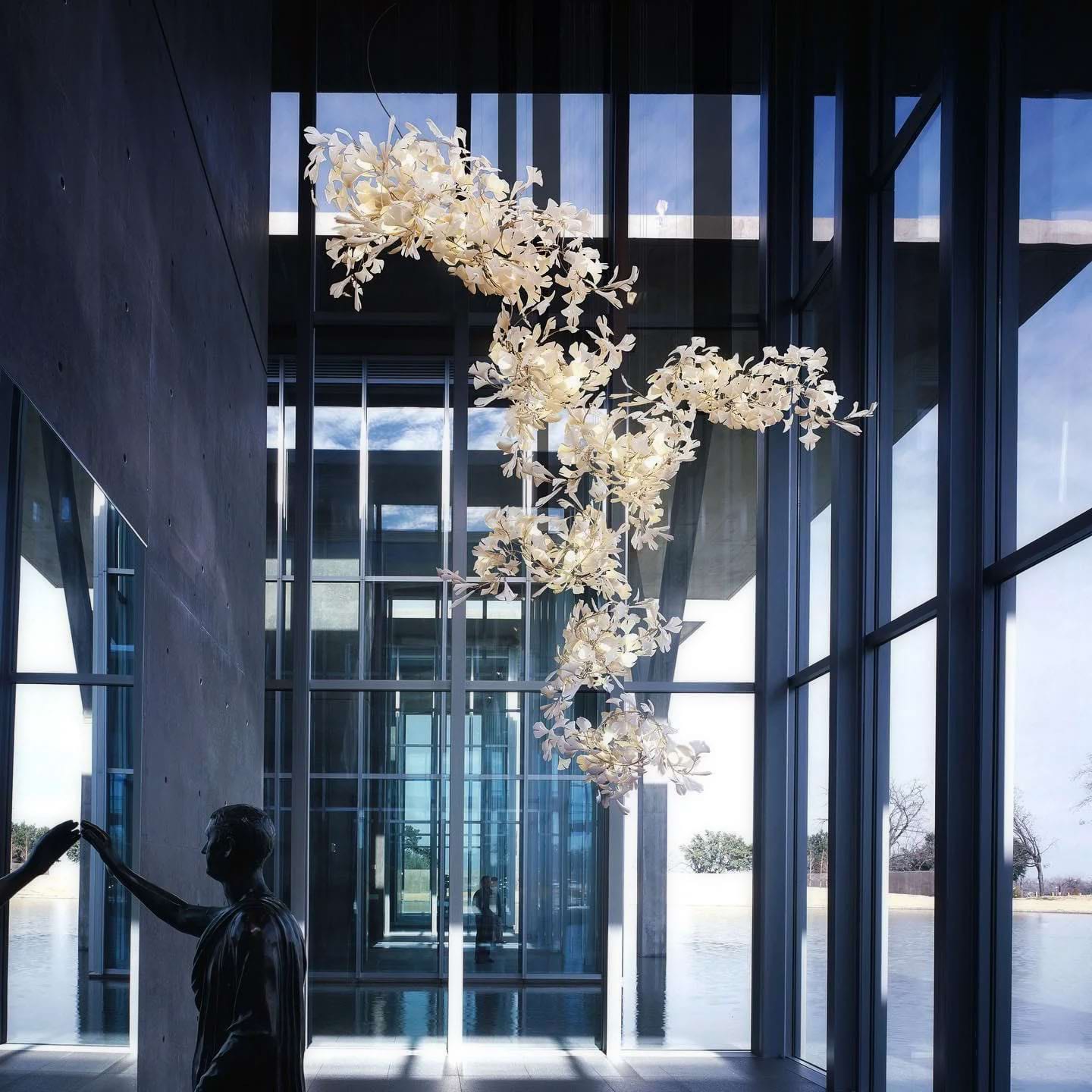 Eurzoris Gingko Metal Leaf Chandelier - Lamp Outdoor