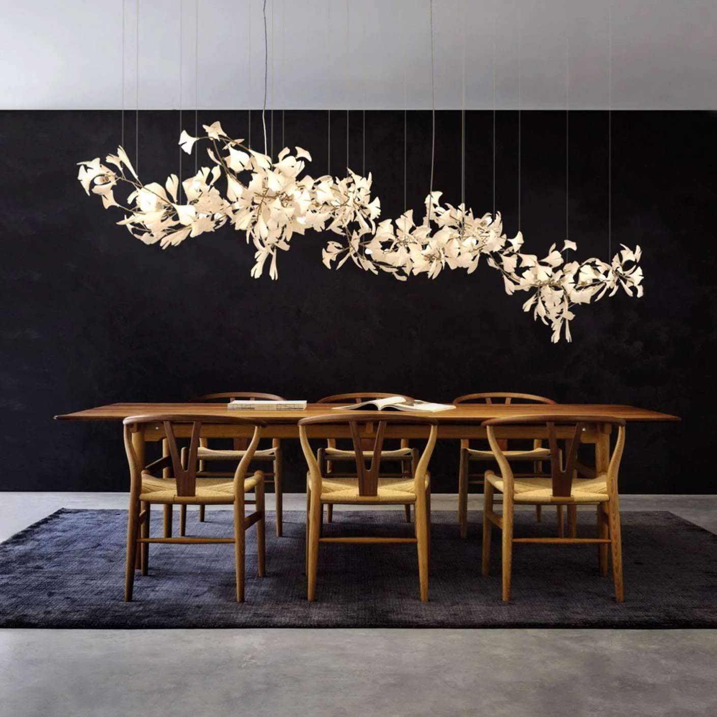 Eurzoris Gingko Metal Leaf Chandelier - Lamp Outdoor