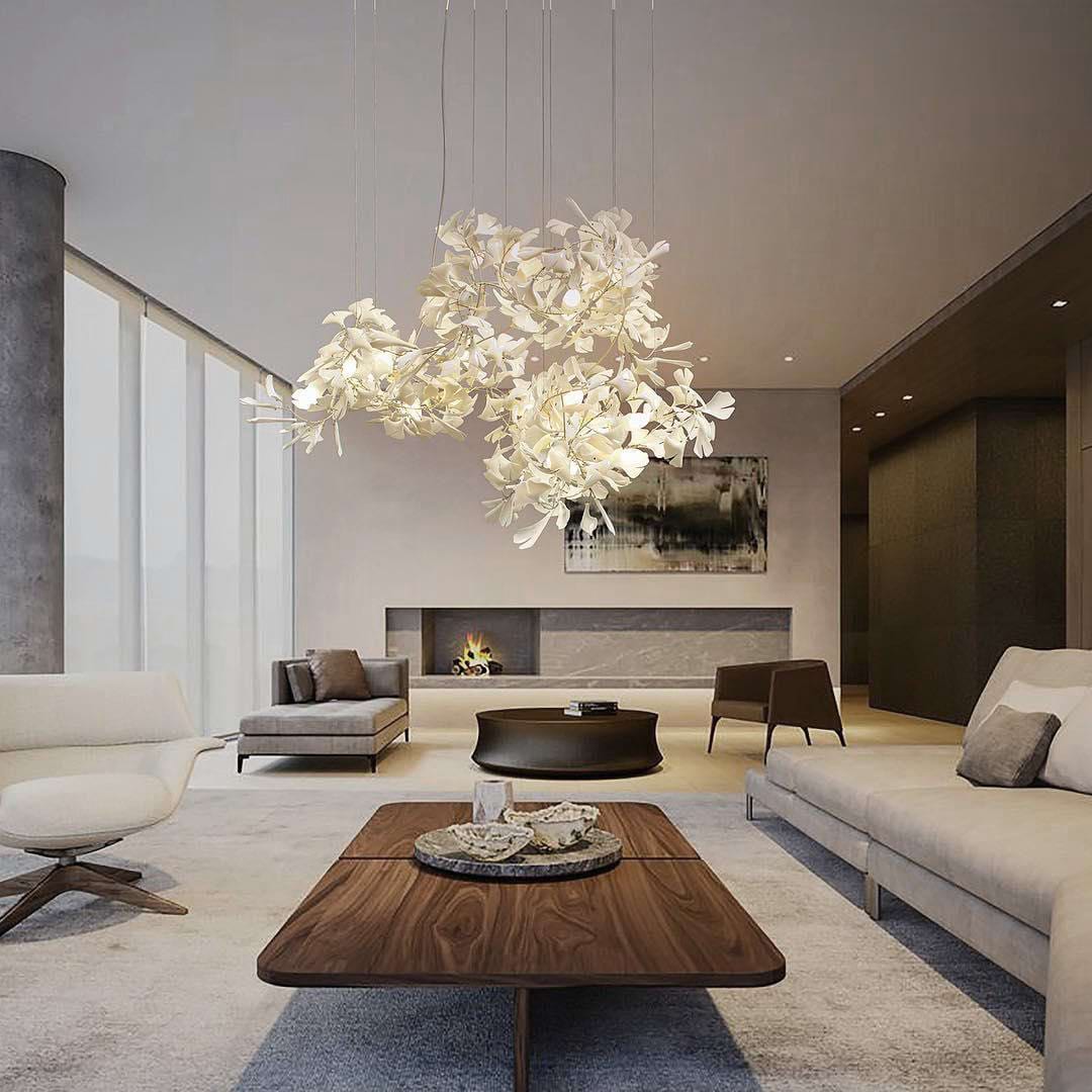 Eurzoris Gingko Metal Leaf Chandelier - Lamp Outdoor