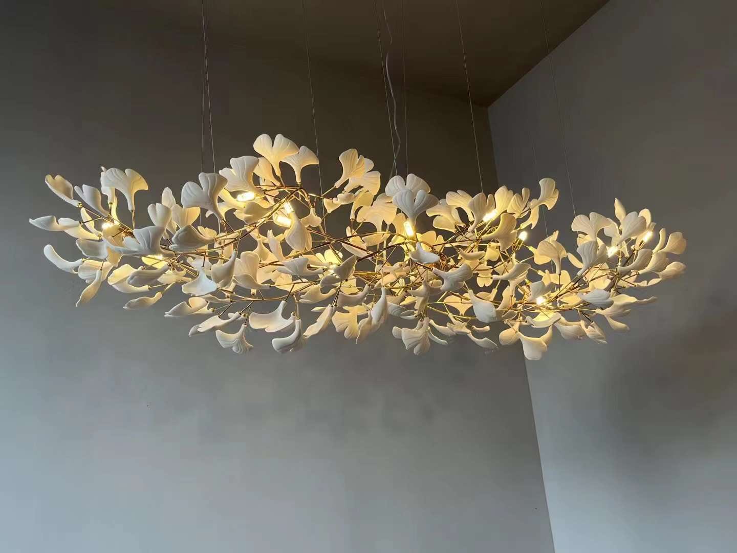 Eurzoris Gingko Metal Leaf Chandelier - Lamp Outdoor