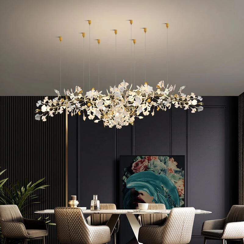 Eurzoris Gingko Metal Leaf Chandelier - Lamp Outdoor