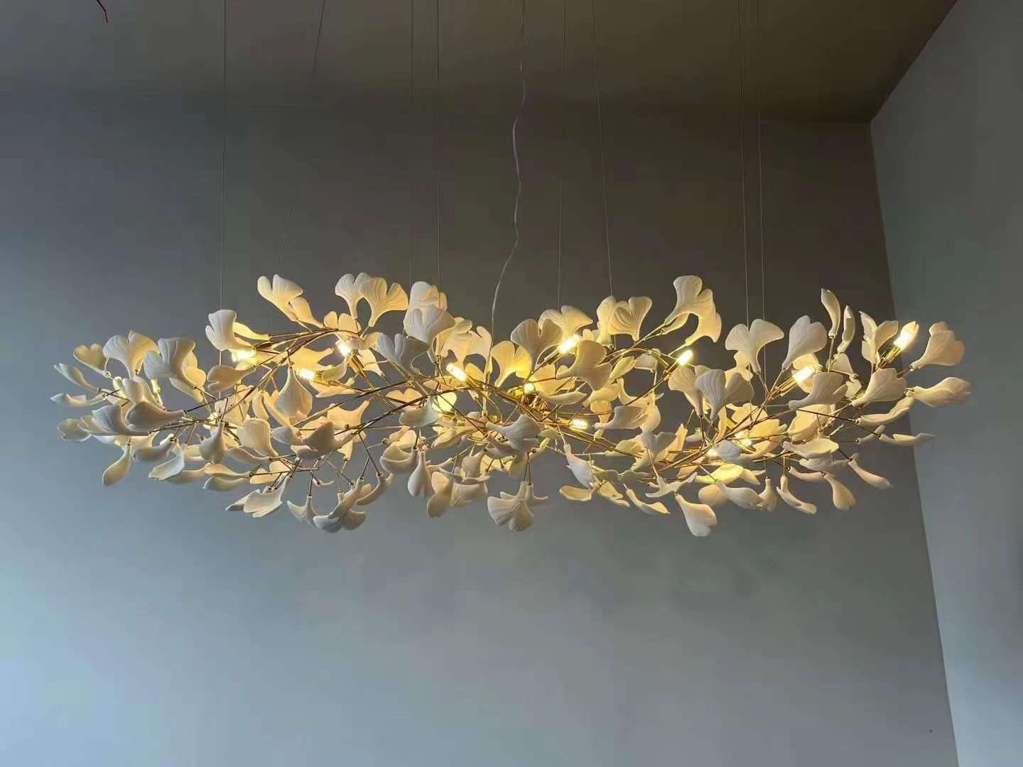 Eurzoris Gingko Metal Leaf Chandelier - Lamp Outdoor