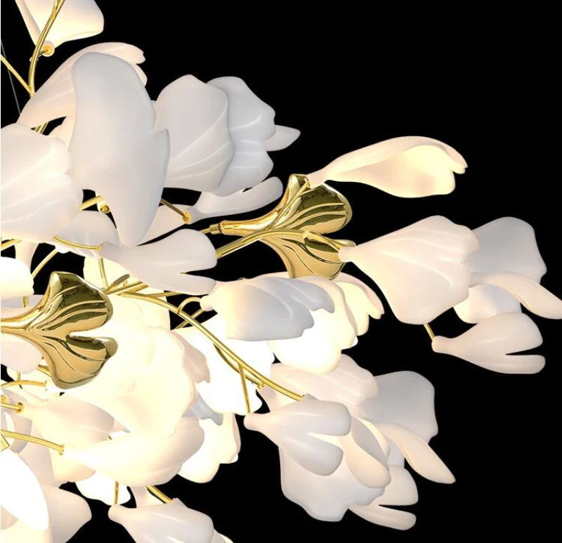 Eurzoris Gingko Metal Leaf Chandelier - Lamp Outdoor