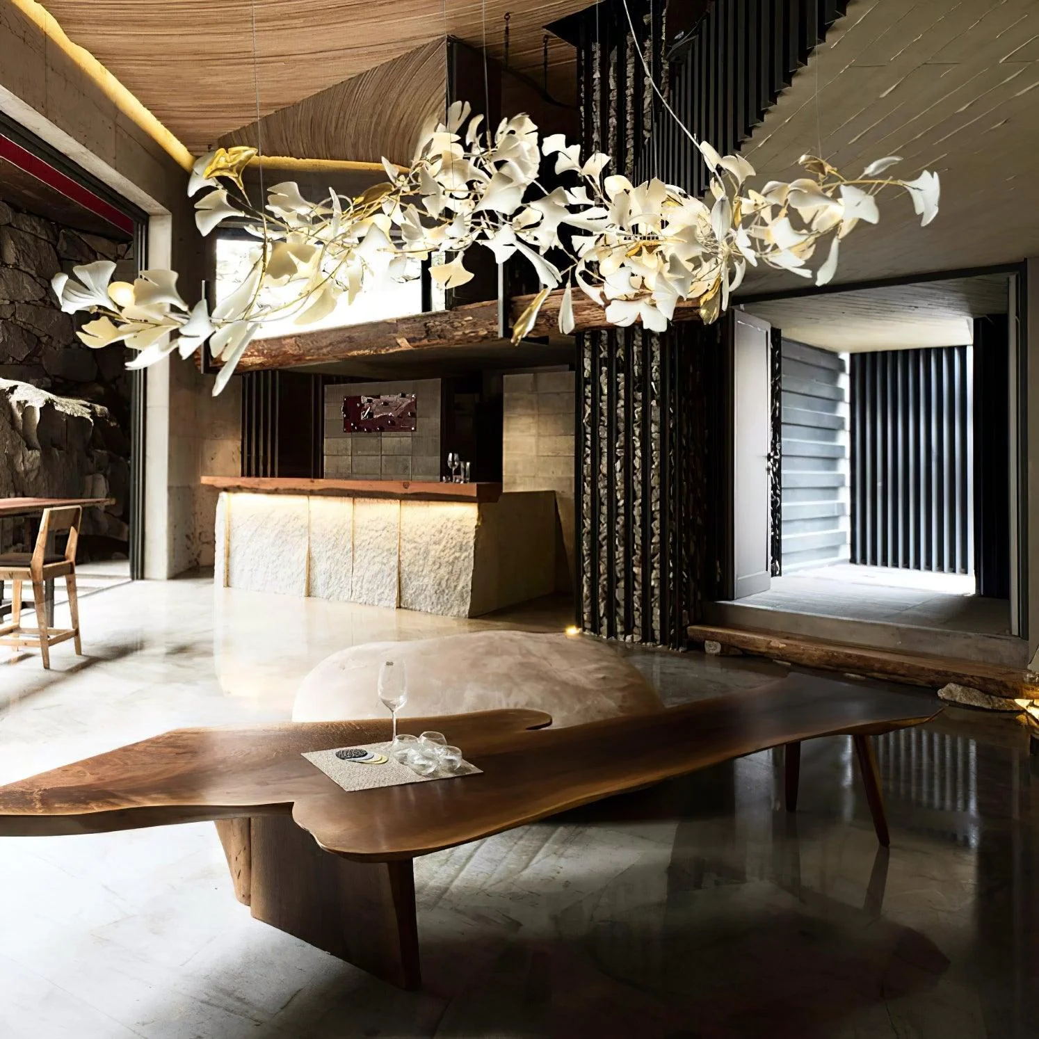 Eurzoris Gingko Metal Leaf Chandelier - Lamp Outdoor