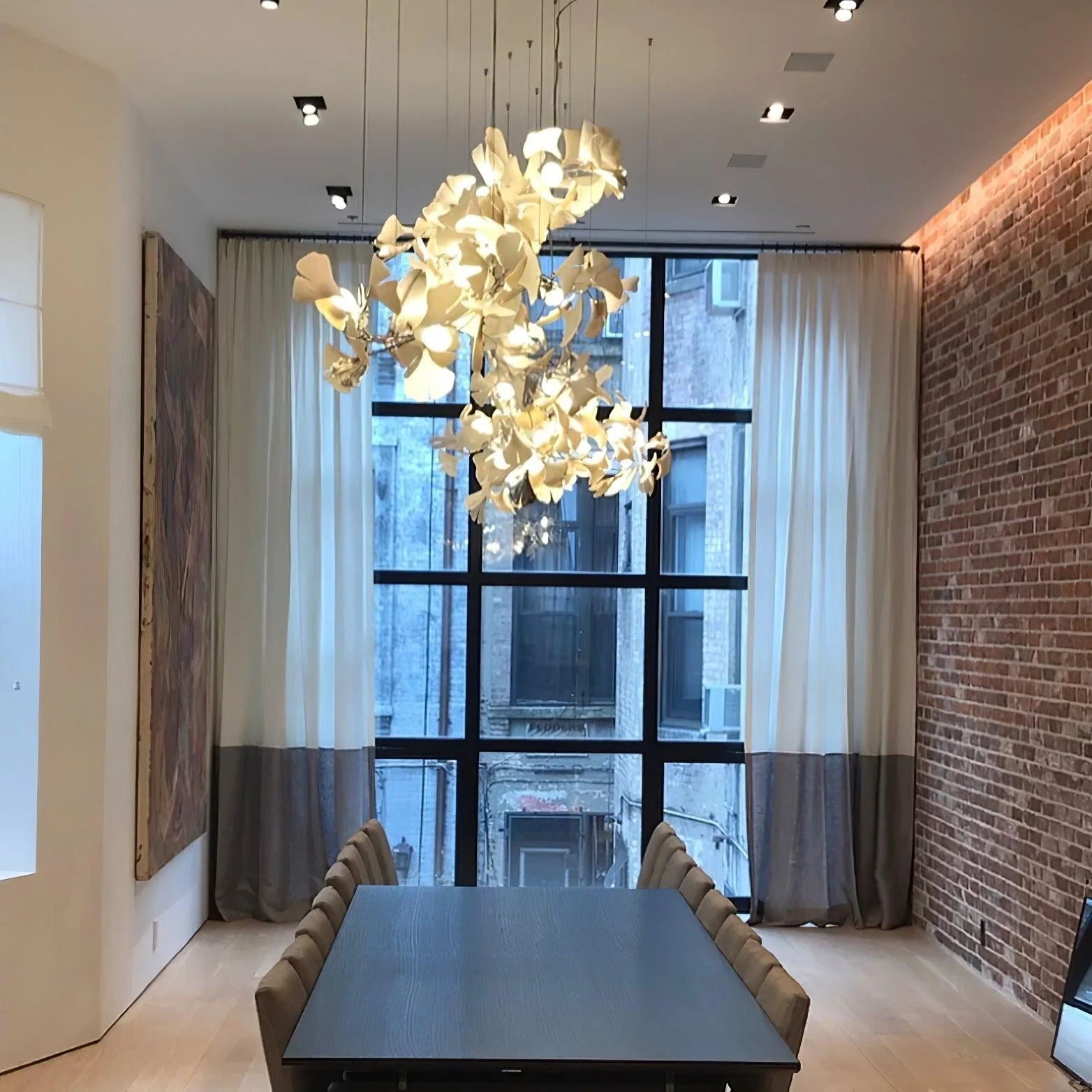 Eurzoris Gingko Metal Leaf Chandelier - Lamp Outdoor