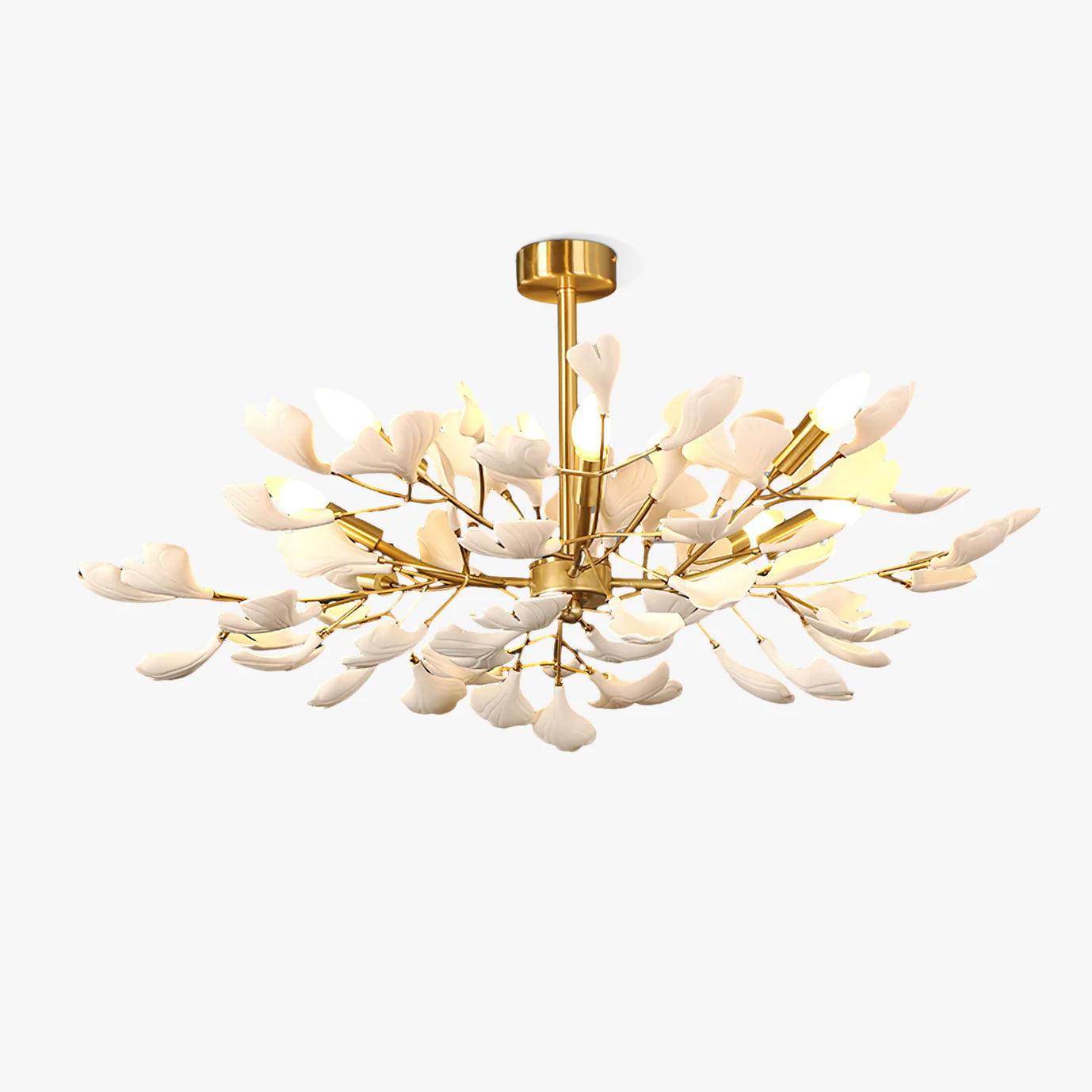 Aurora Chandelier Ginkgo Leaf Brass Ceramic - Lamp Outdoor