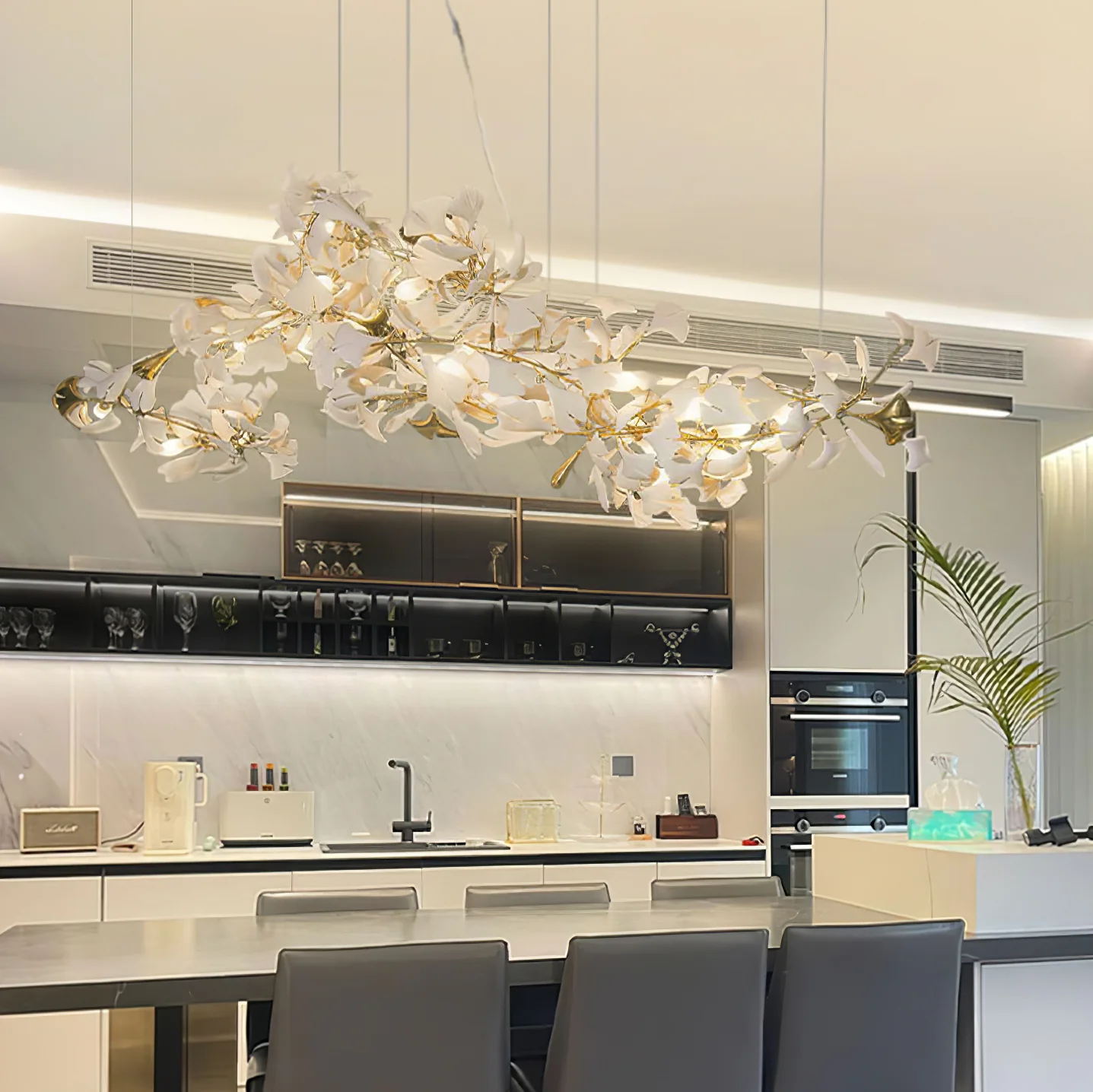 Eurzoris Gingko Metal Leaf Chandelier - Lamp Outdoor