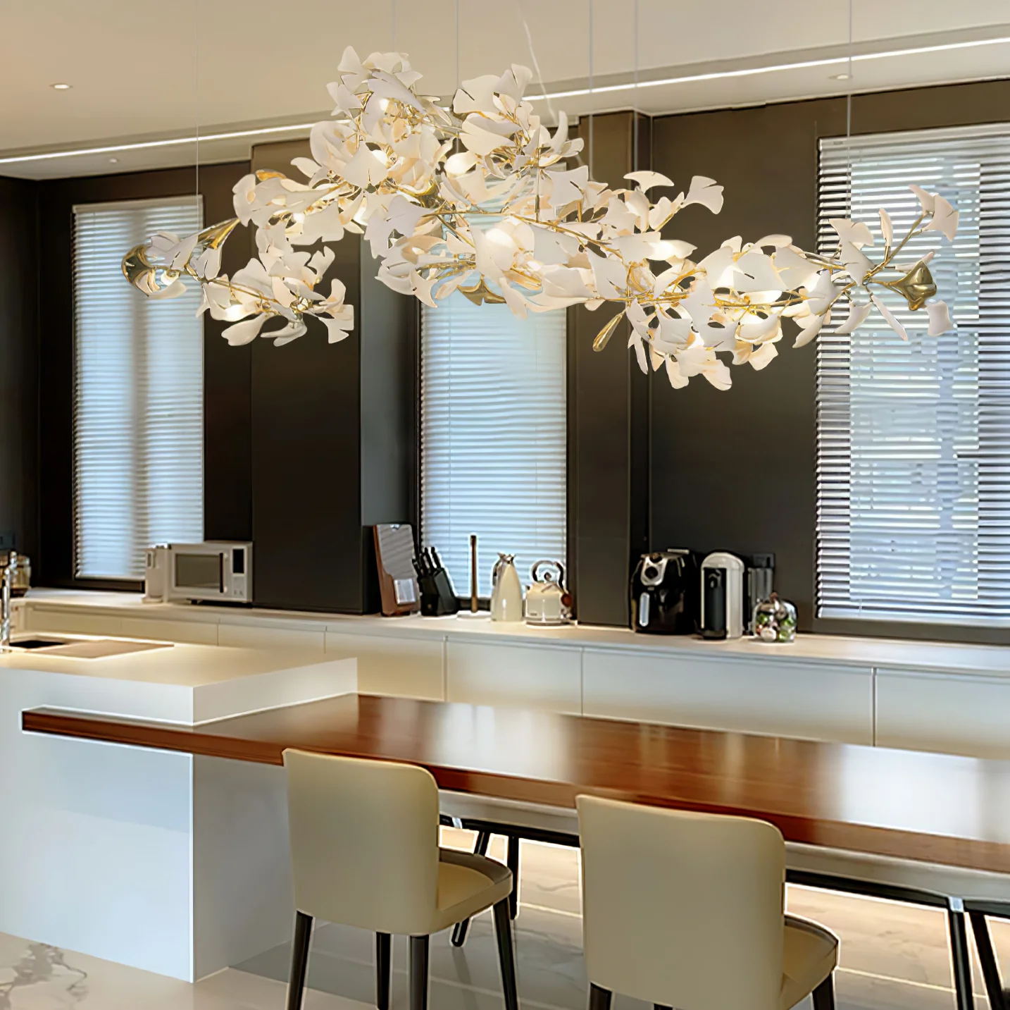 Eurzoris Gingko Metal Leaf Chandelier - Lamp Outdoor